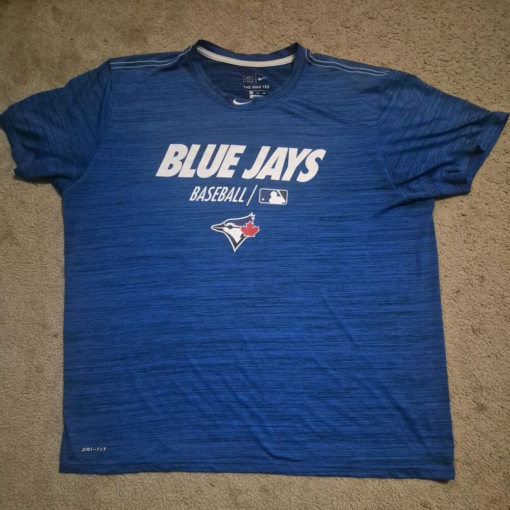 Nike Toronto Blue Jays Dri Fit Blue Short Sleeve Shirt Top Size 2XL
